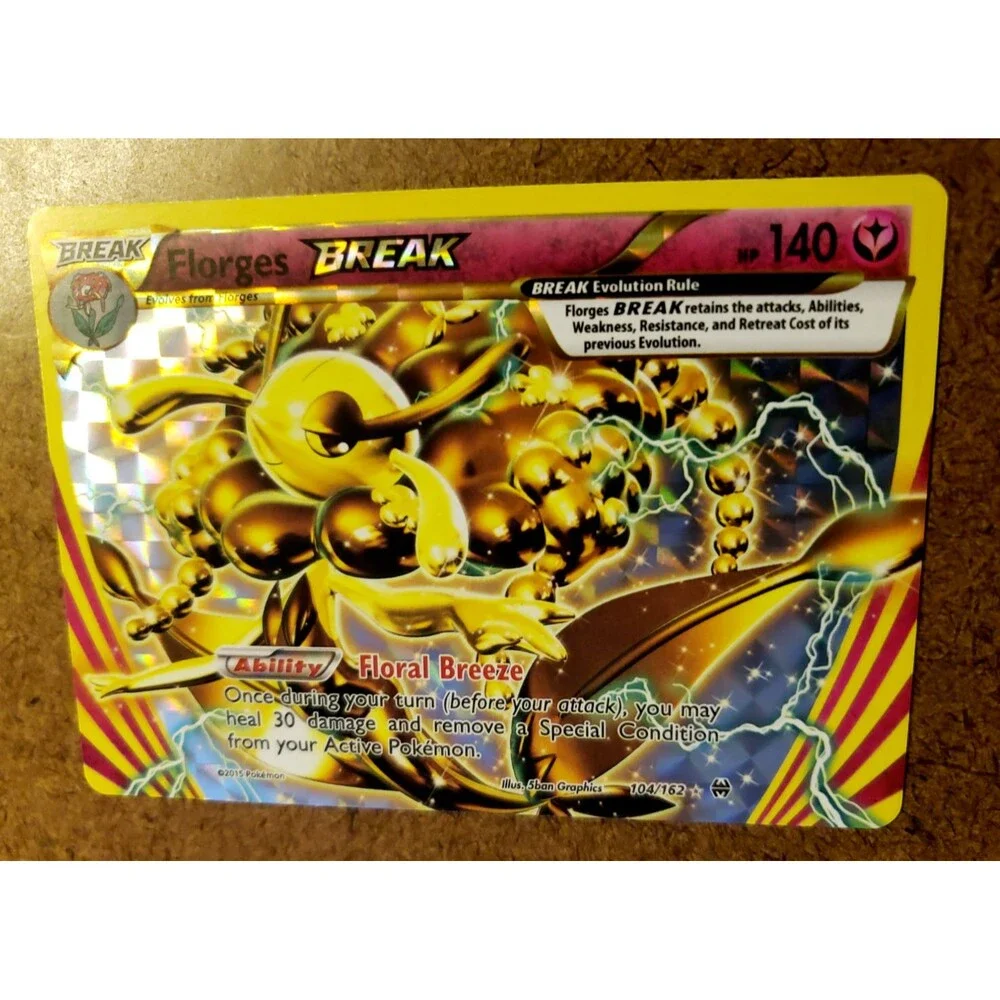TCG POKEMON BREAK FLORGES Holo XY BREAKthrough BKT Reverse Holo RARE 104/162 MT!